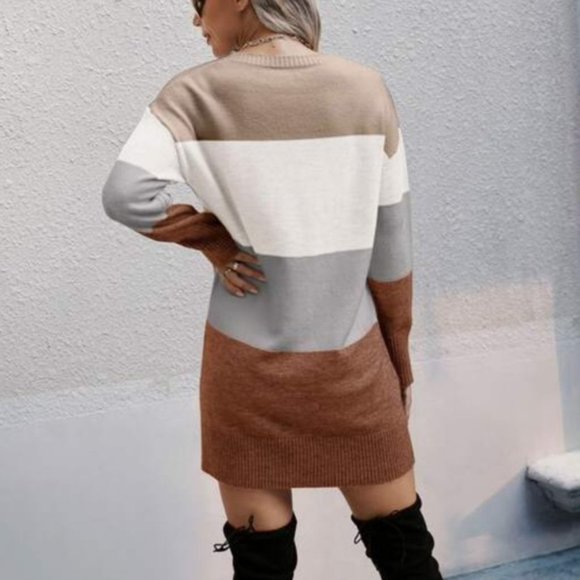 colorblock mini sweater dress contemporary brown - Picture 3 of 5